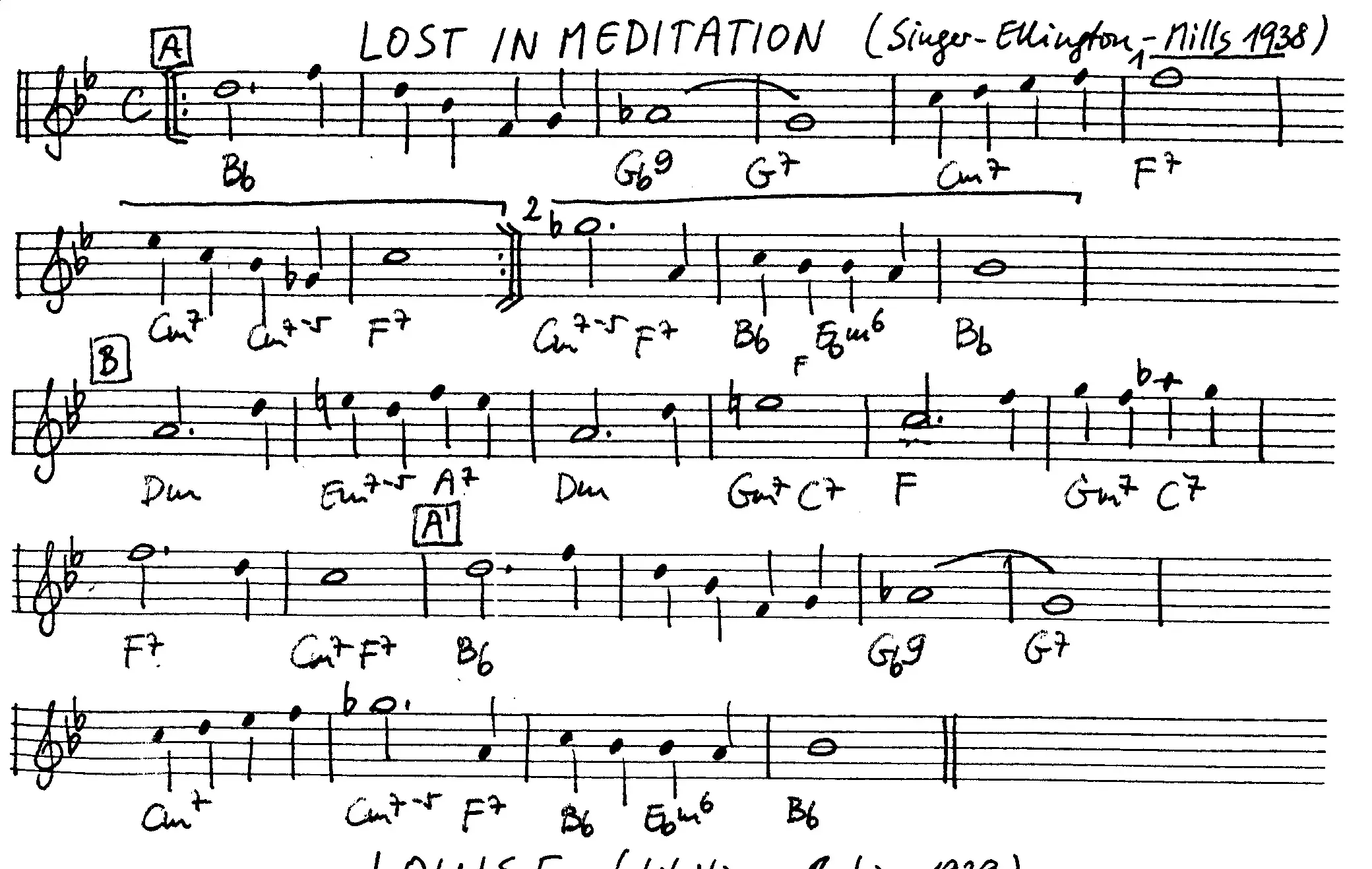 lost in meditation free jazz leadsheet - Courtesy of the Jungle Jazz Band